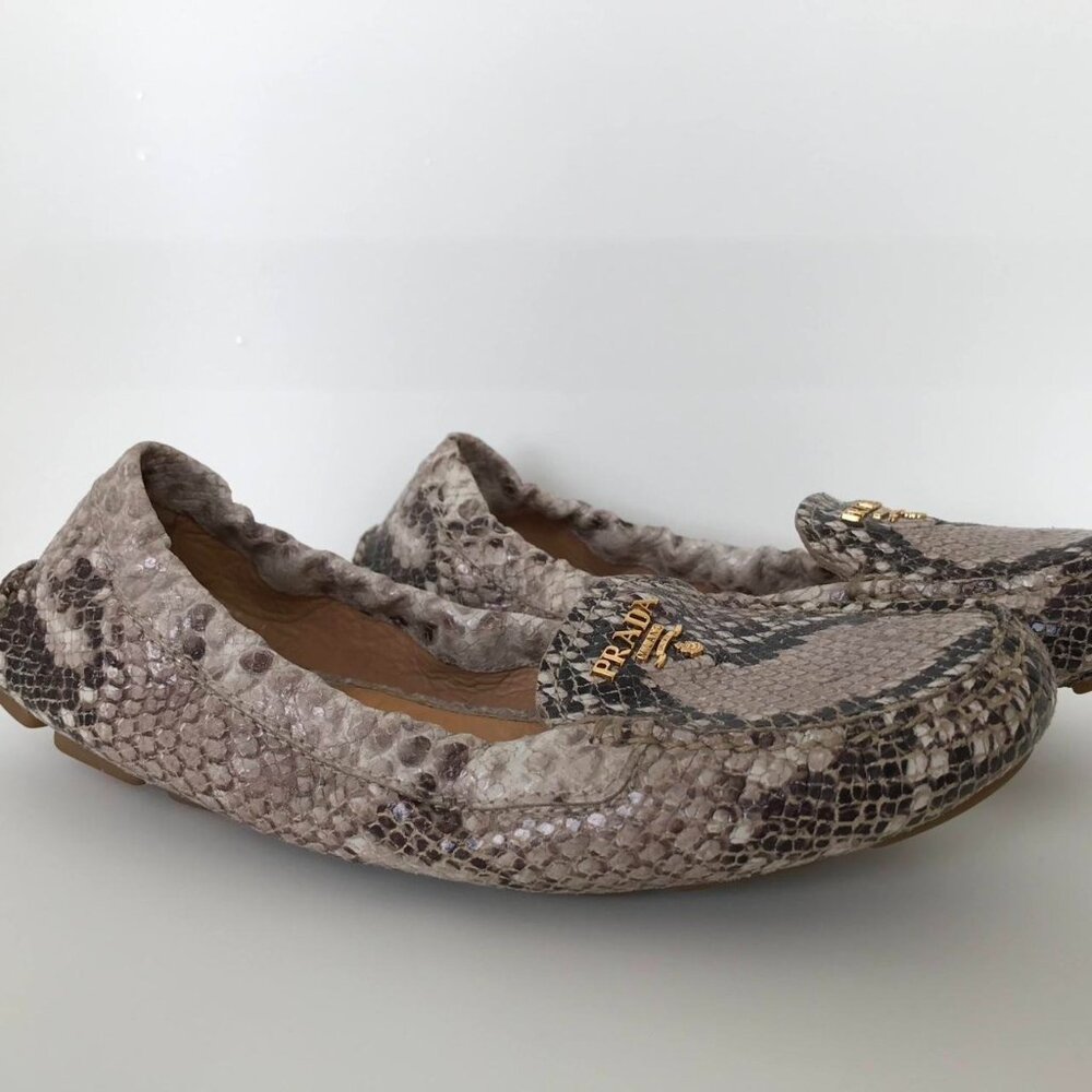 Prada Python Snake Embossed Scrunch Moccasin Loaf… - image 7